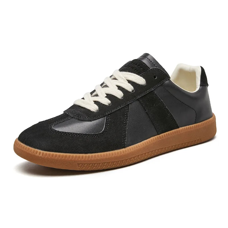 Heren Retro Sneakers Low Top met Vetersluiting en Vintage Panelen