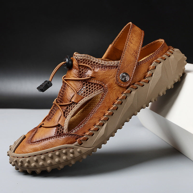 Heren Sandalen met Gesloten Neus en Slingback Enkelband Donkerbruin