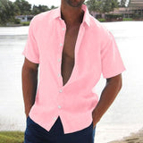 Heren Shirt Korte Mouw met Klassieke Kraag en Knoopsluiting