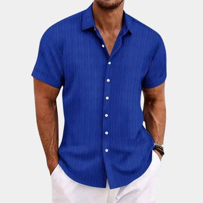 Heren Shirt Korte Mouw met Klassieke Kraag en Knoopsluiting