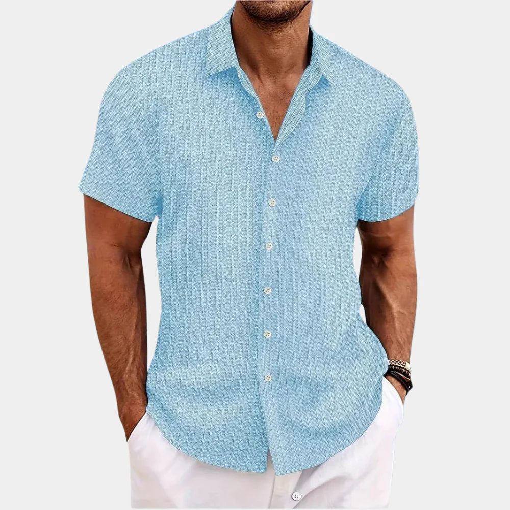 Heren Shirt Korte Mouw met Klassieke Kraag en Knoopsluiting