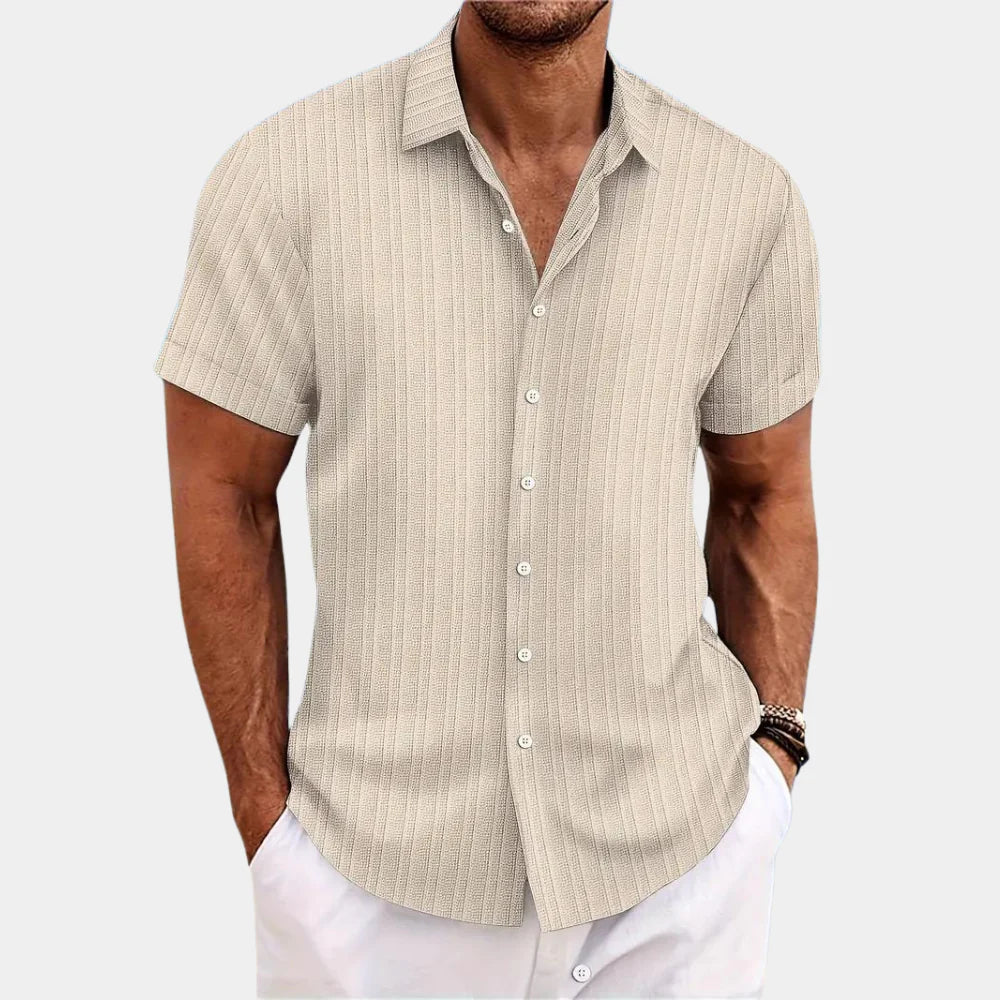 Heren Shirt Korte Mouw met Klassieke Kraag en Knoopsluiting