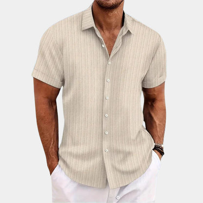 Heren Shirt Korte Mouw met Klassieke Kraag en Knoopsluiting