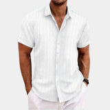 Heren Shirt Korte Mouw met Klassieke Kraag en Knoopsluiting