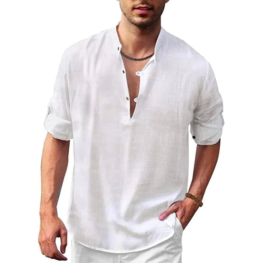Heren Shirt Korte Mouw met Klassieke Kraag en Knoopsluiting