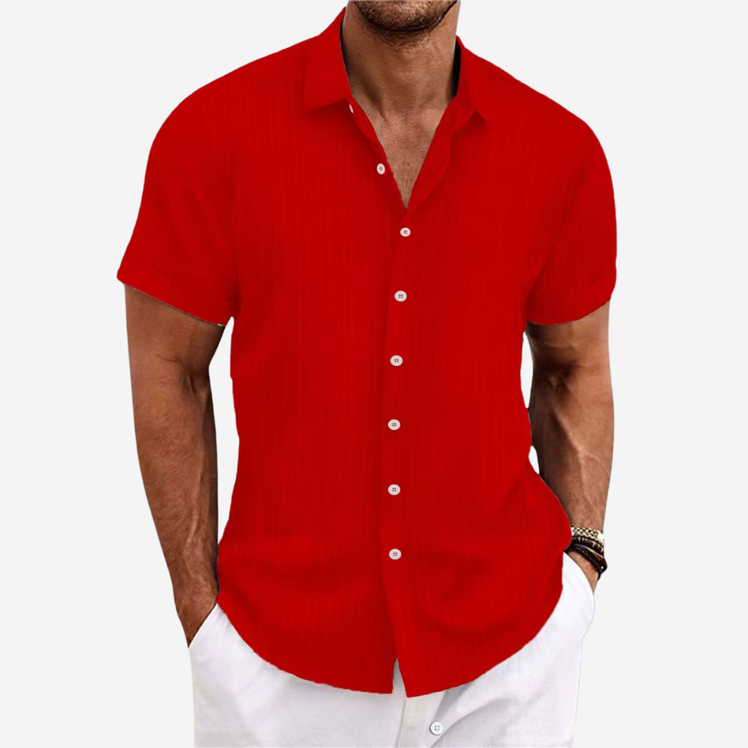 Heren Shirt Korte Mouw met Klassieke Kraag en Knoopsluiting
