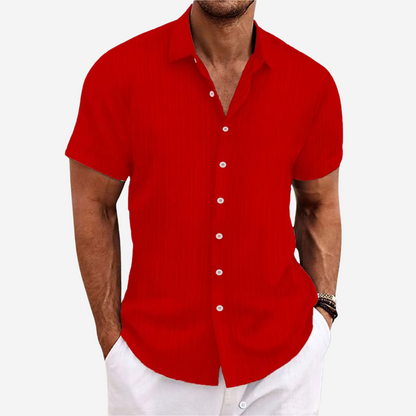 Heren Shirt Korte Mouw met Klassieke Kraag en Knoopsluiting