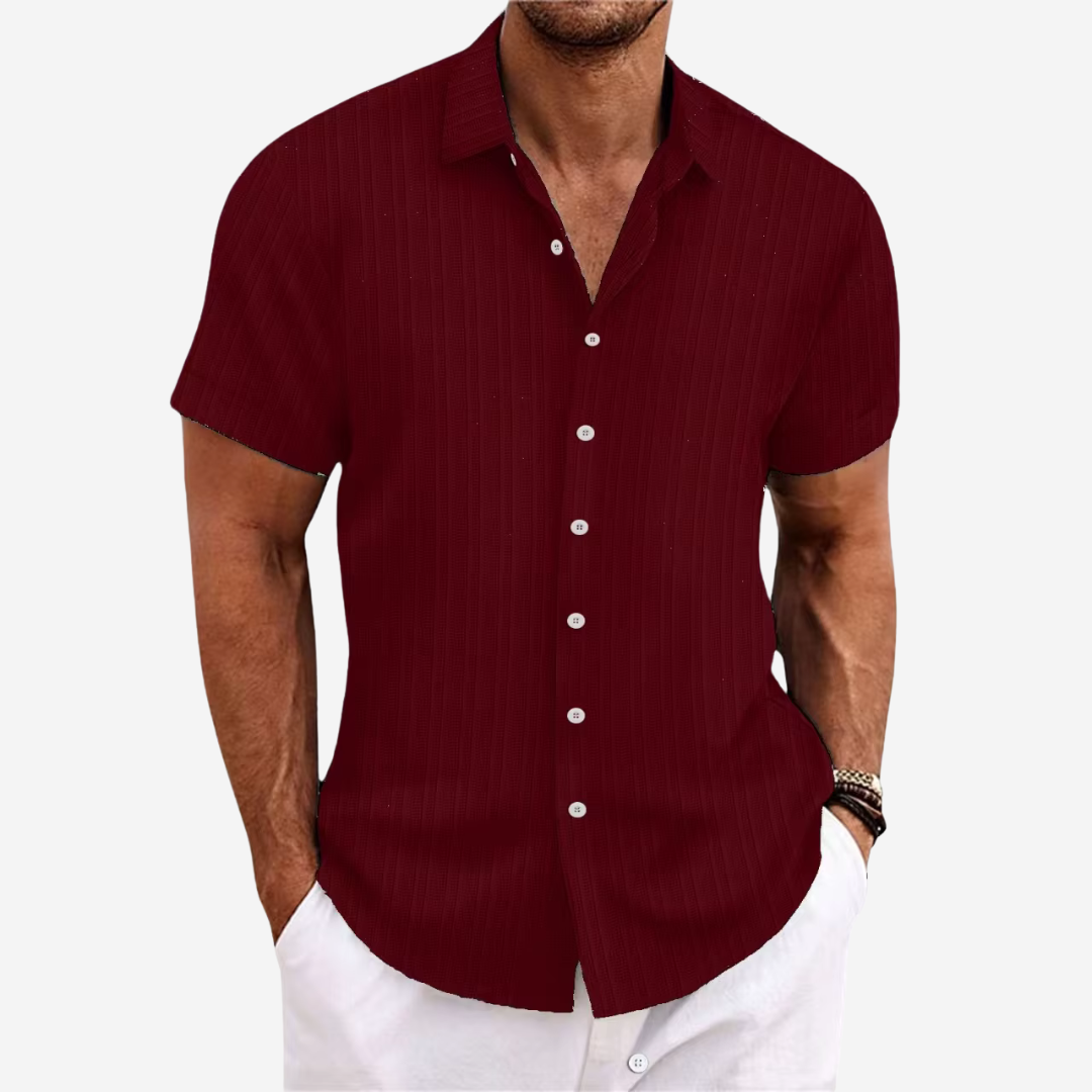 Heren Shirt Korte Mouw met Klassieke Kraag en Knoopsluiting