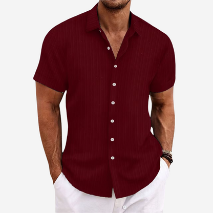 Heren Shirt Korte Mouw met Klassieke Kraag en Knoopsluiting