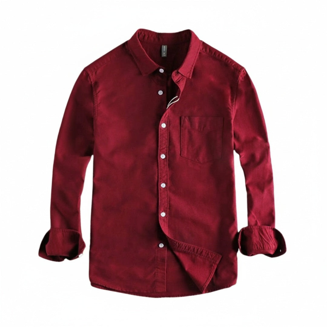 Heren Shirt Lange Mouw met Klassieke Kraag en Borstzak