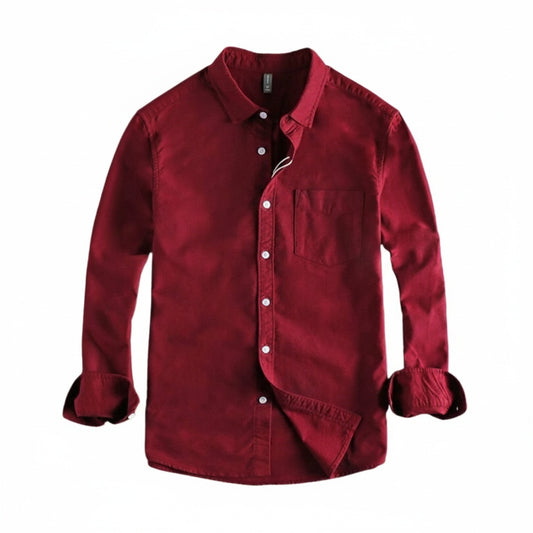 Heren Shirt Lange Mouw met Klassieke Kraag en Borstzak