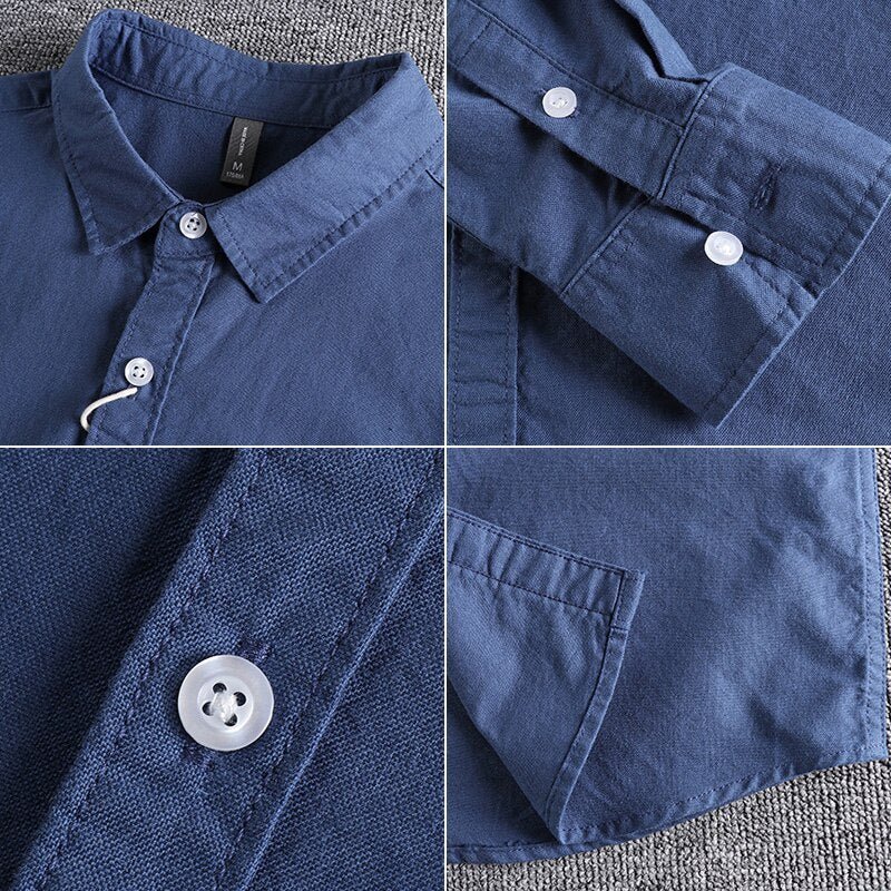 Heren Shirt Lange Mouw met Klassieke Kraag en Borstzak