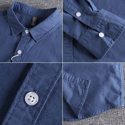 Heren Shirt Lange Mouw met Klassieke Kraag en Borstzak