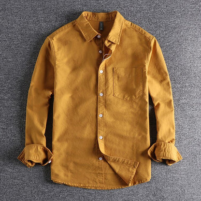 Heren Shirt Lange Mouw met Klassieke Kraag en Borstzak