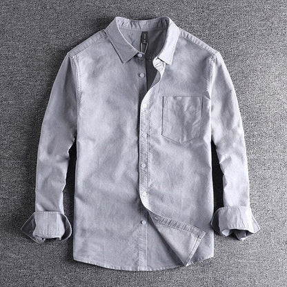 Heren Shirt Lange Mouw met Klassieke Kraag en Borstzak Grijs