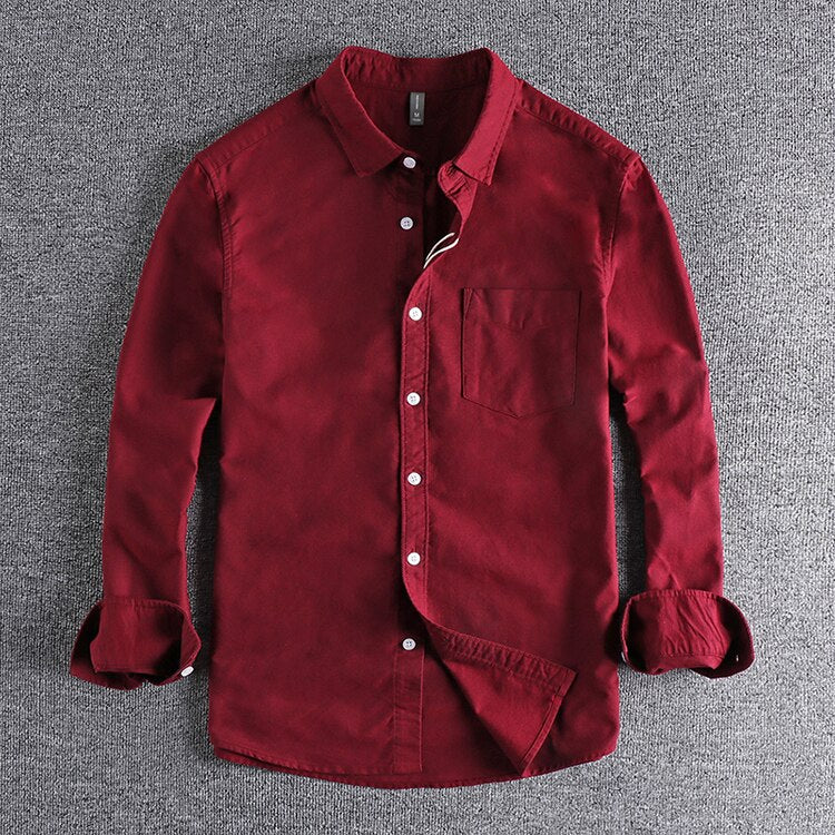 Heren Shirt Lange Mouw met Klassieke Kraag en Borstzak