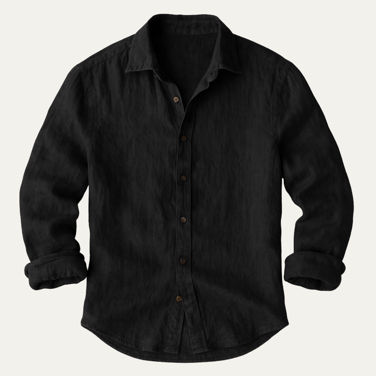 Heren Shirt Lange Mouw met Klassieke Kraag en Knoopsluiting Zwart