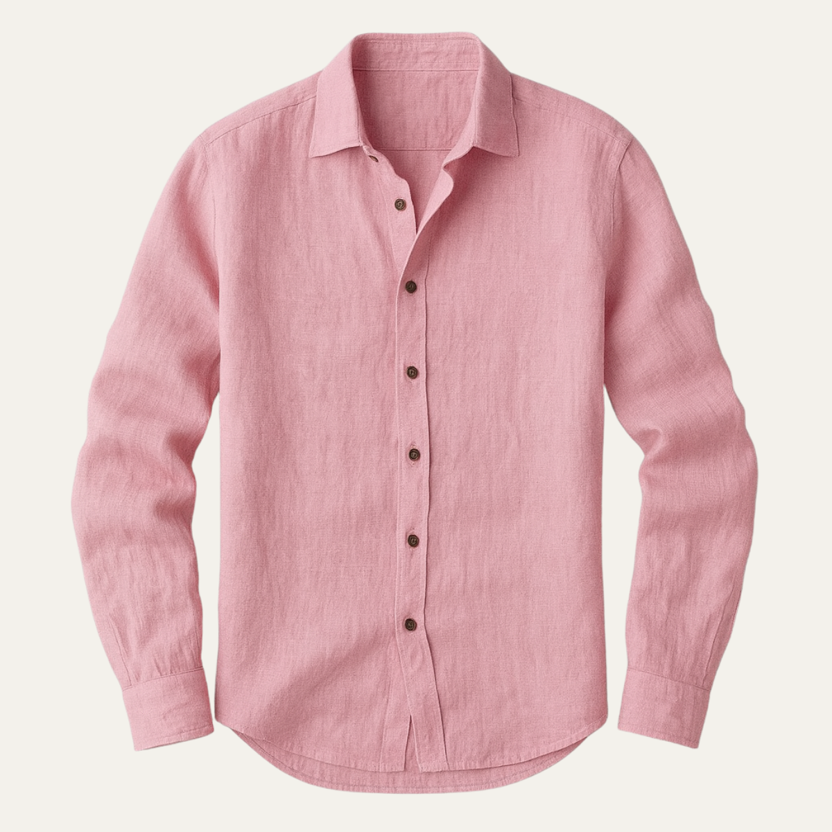 Heren Shirt Lange Mouw met Klassieke Kraag en Knoopsluiting Roze