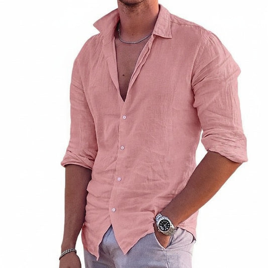 Heren Shirt Lange Mouw met Klassieke Kraag en Knoopsluiting