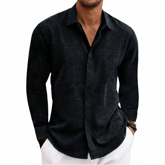 Heren Shirt Lange Mouw met Klassieke Kraag en Knoopsluiting