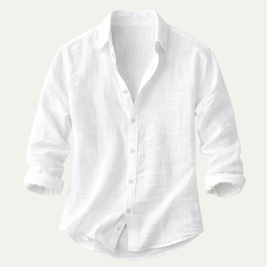 Heren Shirt Lange Mouw met Klassieke Kraag en Knoopsluiting Wit