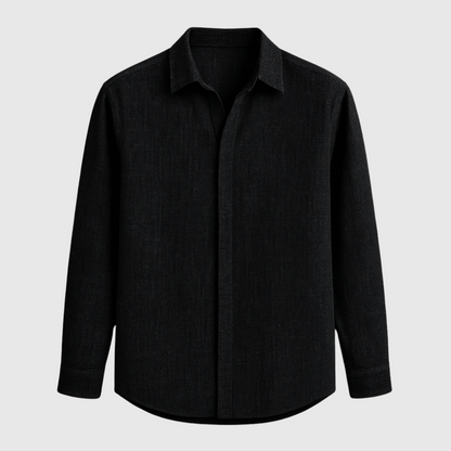 Heren Shirt Lange Mouw met Klassieke Kraag en Knoopsluiting