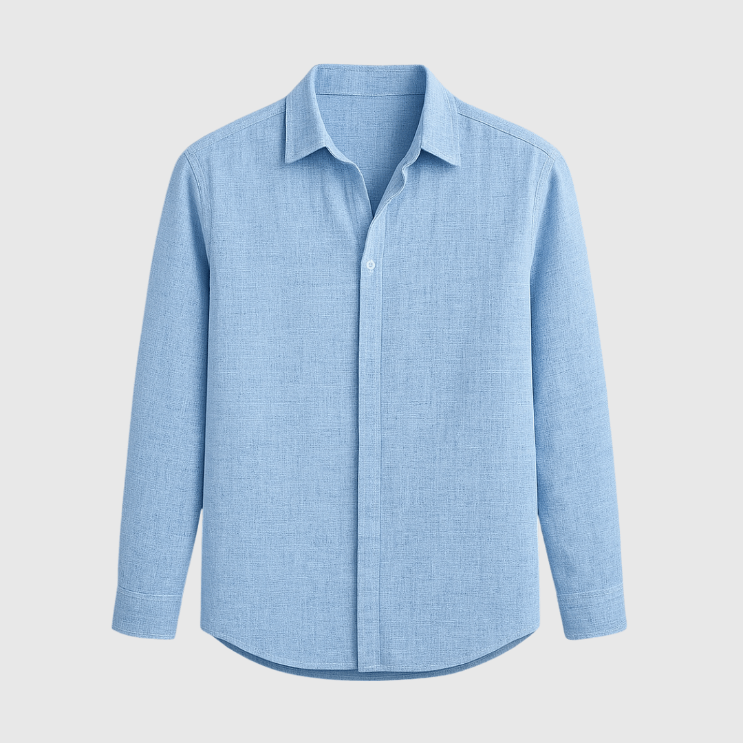 Heren Shirt Lange Mouw met Klassieke Kraag en Knoopsluiting
