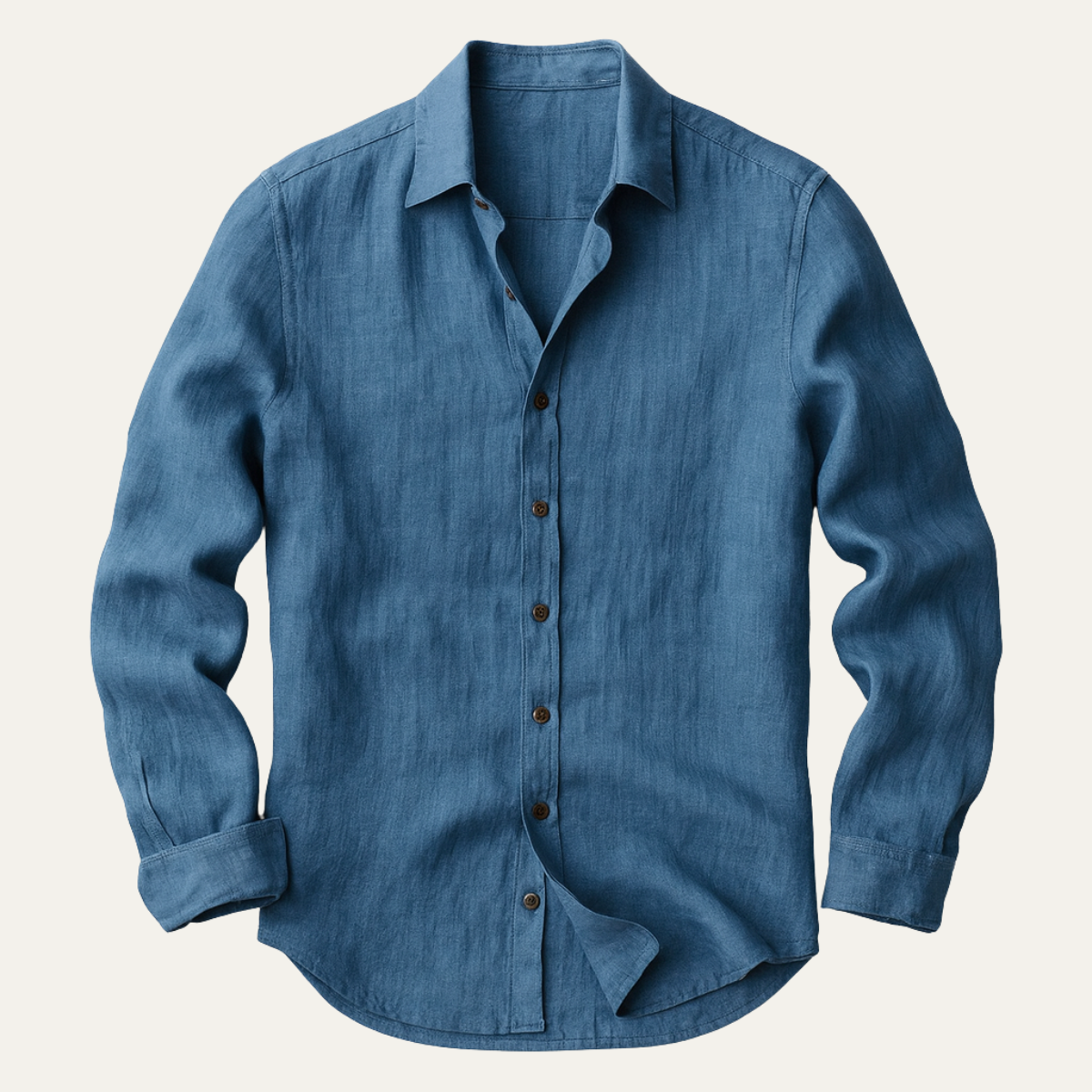 Heren Shirt Lange Mouw met Klassieke Kraag en Knoopsluiting Blauw