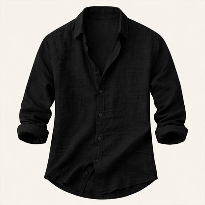 Heren Shirt Lange Mouw met Klassieke Kraag en Knoopsluiting