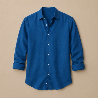Heren Shirt Lange Mouw met Klassieke Kraag en Knoopsluiting