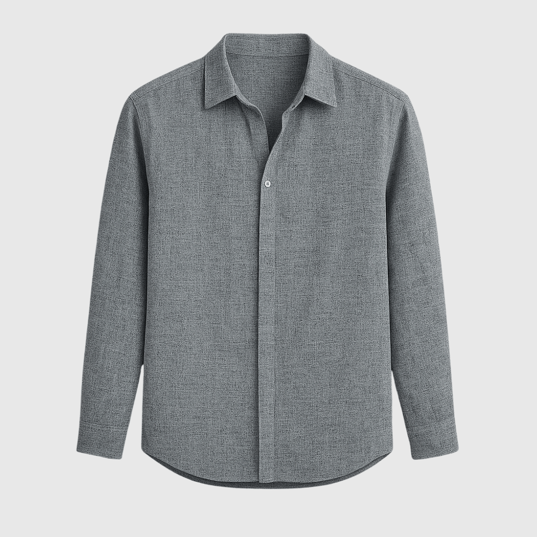 Heren Shirt Lange Mouw met Klassieke Kraag en Knoopsluiting