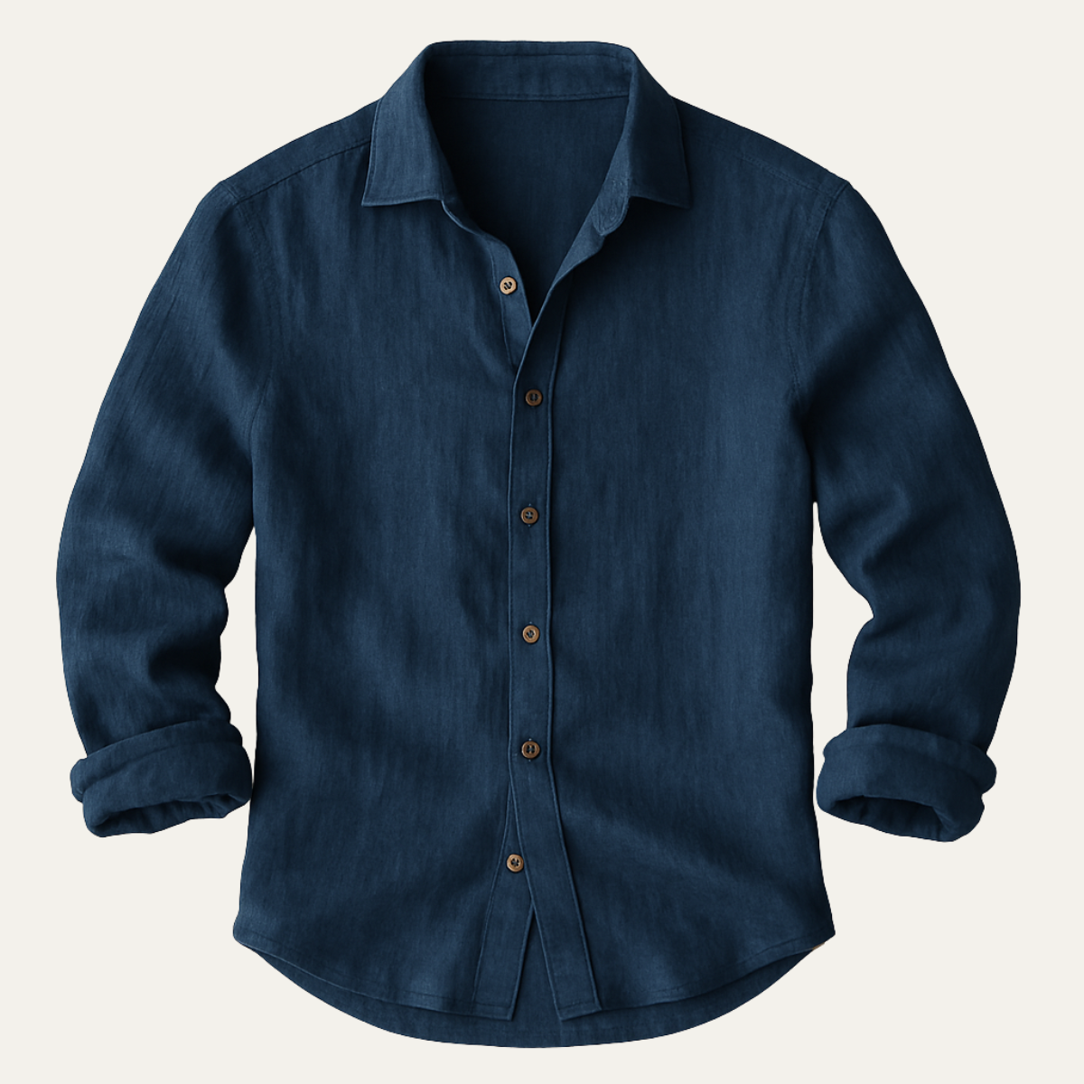 Heren Shirt Lange Mouw met Klassieke Kraag en Knoopsluiting Marineblauw