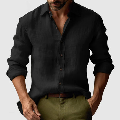 Heren Shirt Lange Mouw met Klassieke Kraag en Knoopsluiting