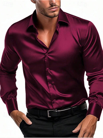Heren Shirt Lange Mouw met Klassieke Kraag en Knoopsluiting Slim Fit