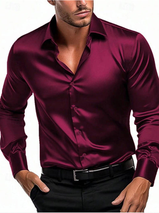 Heren Shirt Lange Mouw met Klassieke Kraag en Knoopsluiting Slim Fit