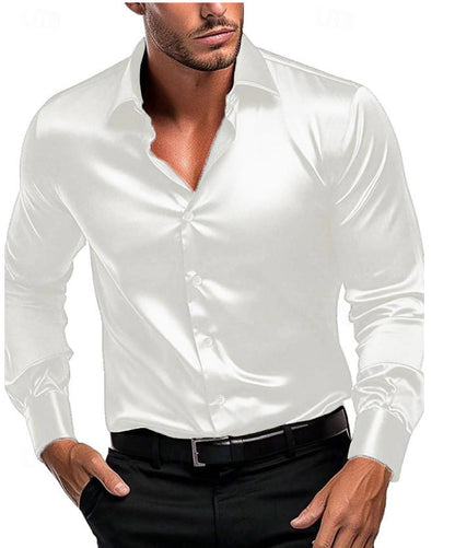 Heren Shirt Lange Mouw met Klassieke Kraag en Knoopsluiting Slim Fit Wit