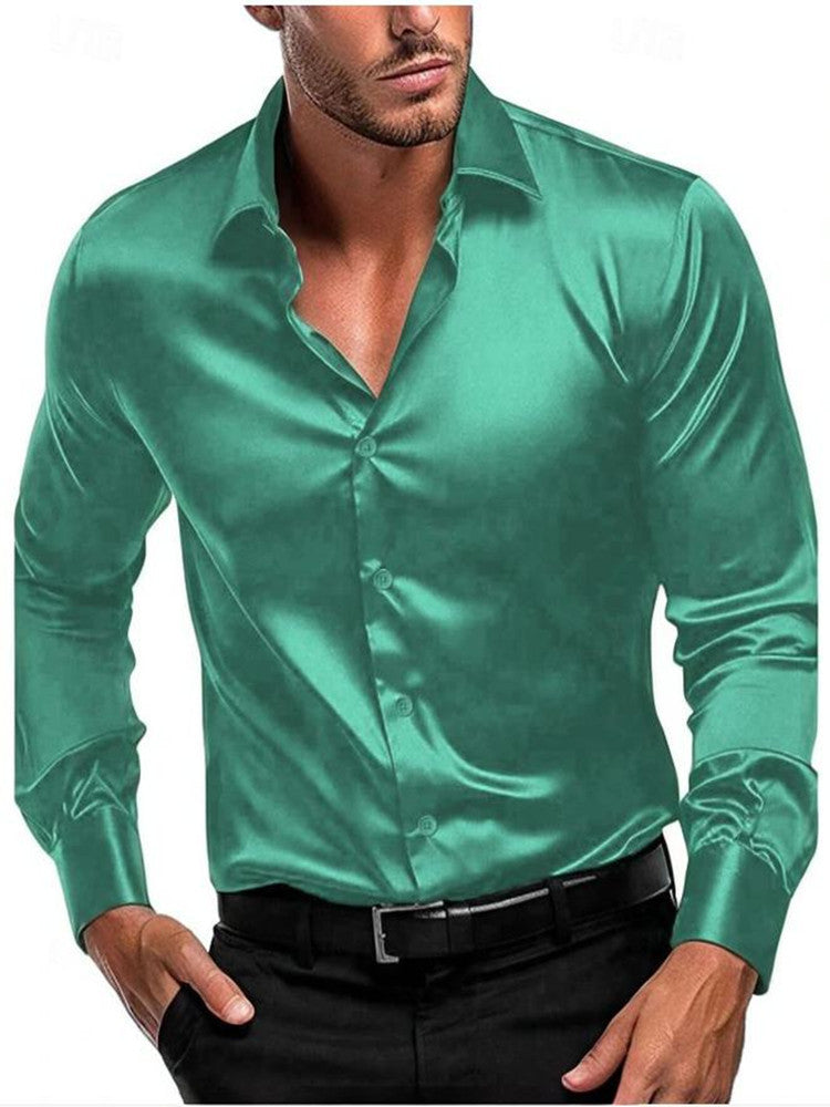 Heren Shirt Lange Mouw met Klassieke Kraag en Knoopsluiting Slim Fit Mintgroen