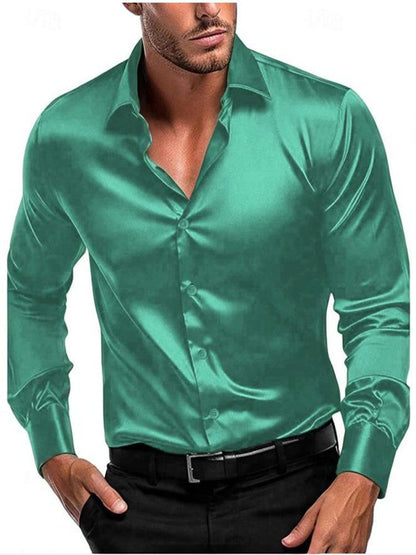Heren Shirt Lange Mouw met Klassieke Kraag en Knoopsluiting Slim Fit Mintgroen