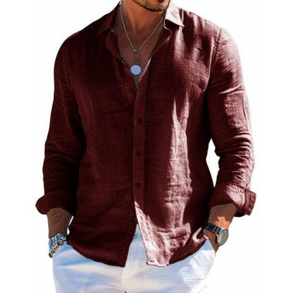 Heren Shirt Lange Mouw met Knoopsluiting en Relaxed Fit Bruin
