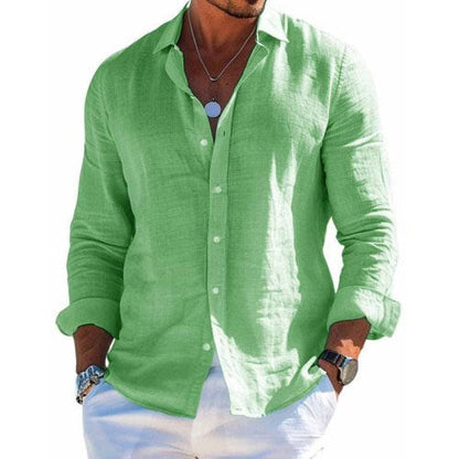 Heren Shirt Lange Mouw met Knoopsluiting en Relaxed Fit Lichtgroen