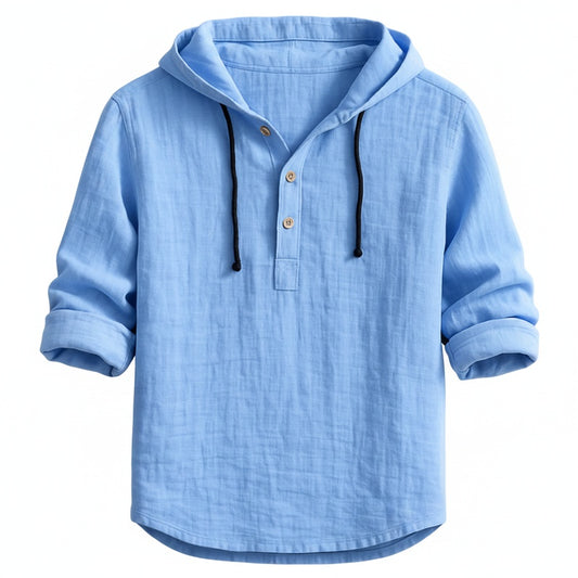 Heren Shirt met Capuchon Lange Mouw en Knoopsluiting