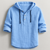 Heren Shirt met Capuchon Lange Mouw en Knoopsluiting