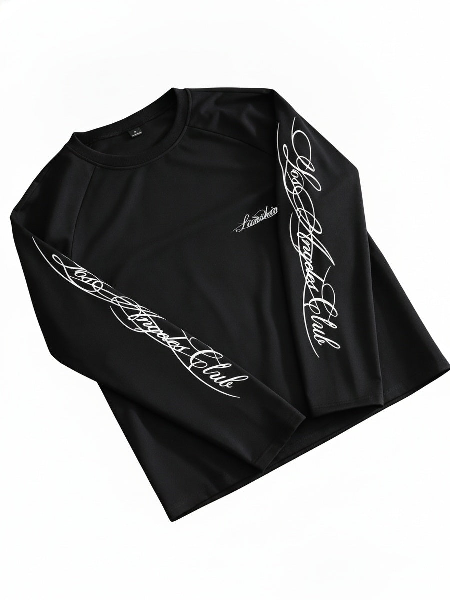 Heren Shirt met Lange Mouwen en Ronde Hals met Letterprint op de Mouwen