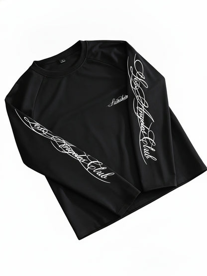 Heren Shirt met Lange Mouwen en Ronde Hals met Letterprint op de Mouwen
