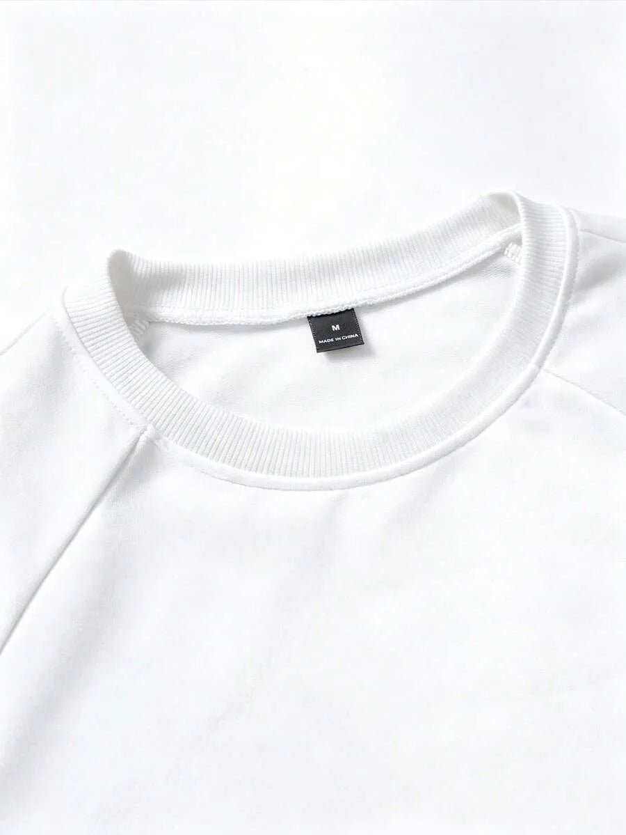 Heren Shirt met Lange Mouwen en Ronde Hals met Letterprint op de Mouwen