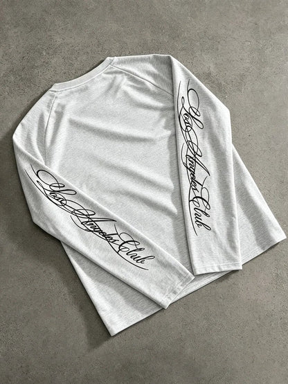 Heren Shirt met Lange Mouwen en Ronde Hals met Letterprint op de Mouwen
