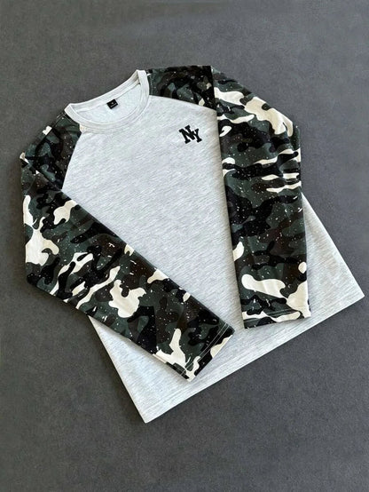 Heren Shirt met Lange Mouwen en Ronde Hals met Letterprint op de Mouwen