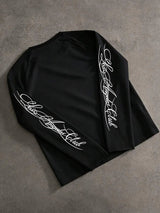 Heren Shirt met Lange Mouwen en Ronde Hals met Letterprint op de Mouwen