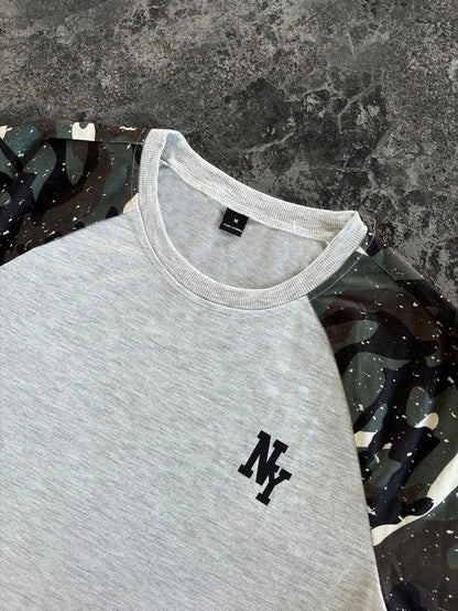 Heren Shirt met Lange Mouwen en Ronde Hals met Letterprint op de Mouwen