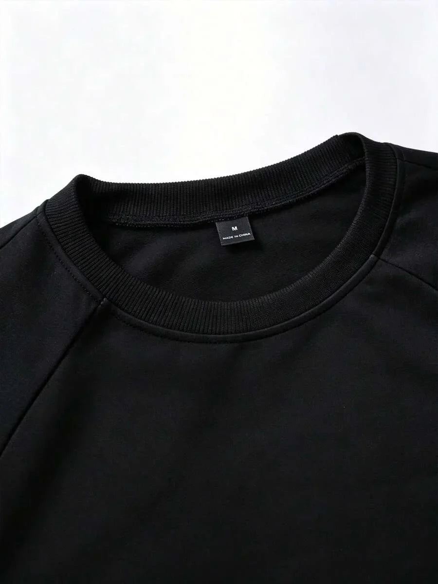Heren Shirt met Lange Mouwen en Ronde Hals met Letterprint op de Mouwen